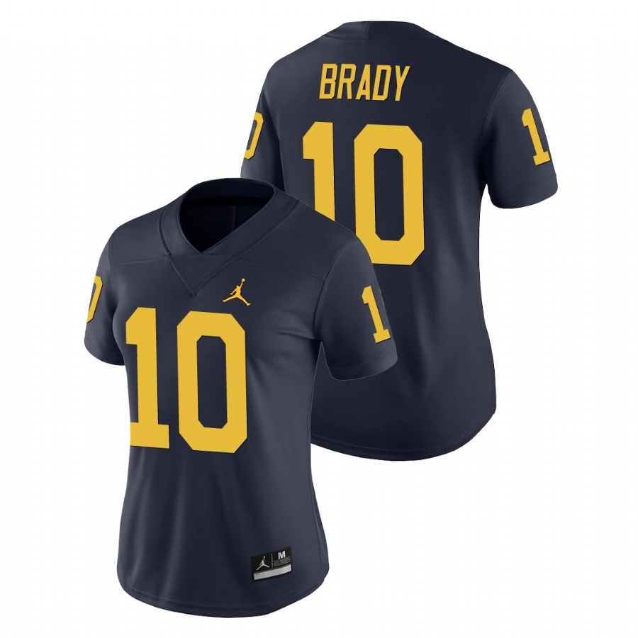 Tom Brady Michigan Wolverines Women's NCAA #10 Navy Game College Stitched Football Jersey DCW6254HZ